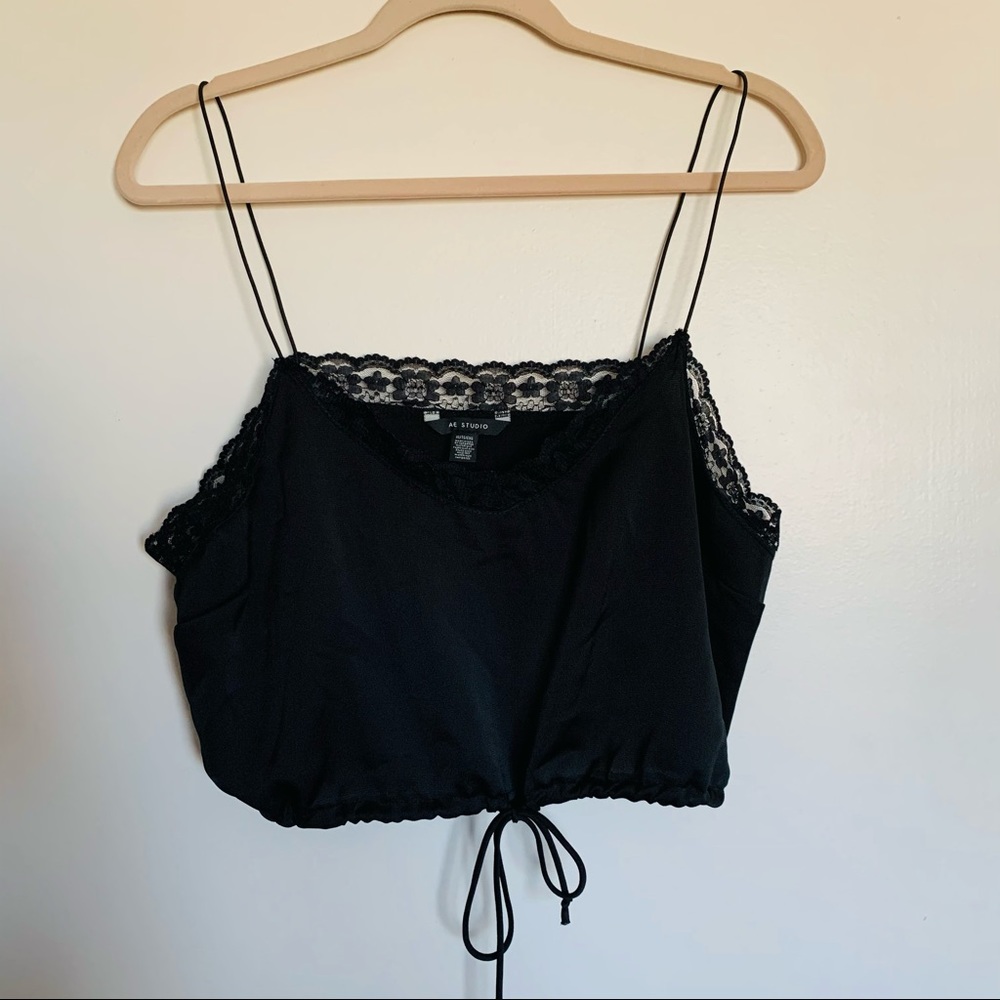 AE Black Lace Crop Top